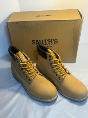 SMITH Wheat Lace-up Men's Work Boots with Padded CollarSize 9 New